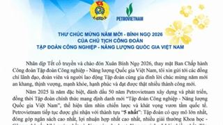 Thư chúc mừng năm mới Bính Ngọ 2026 của Chủ tịch Công đoàn Tập đoàn Công nghiệp - Năng lượng Quốc gia Việt Nam 1